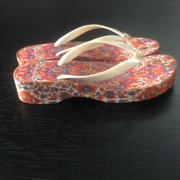 Tory Burch Shoes - Tory Burch Cut Out Wedge Paisley Flip Flops
